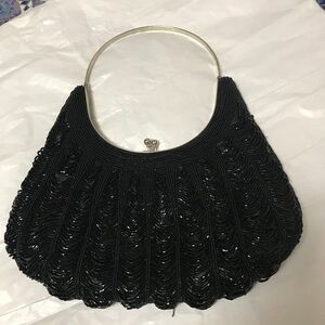 Black beaded evening bag